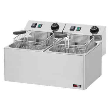 Electric fryer 2 baskets 0,38 kW/l, 8+8 l counter top 230 V | REDFOX - FE 77 E